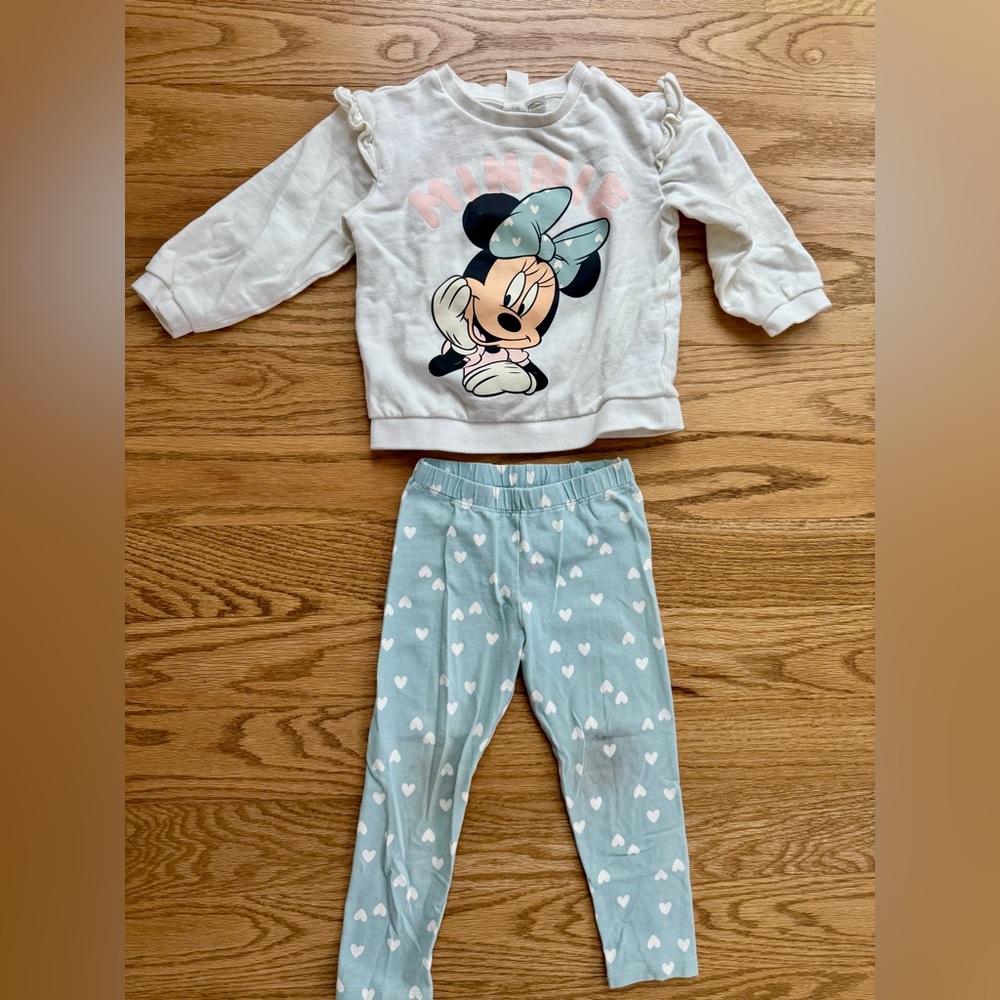 H&M Disney Minnie sweatshirt and leggings set 3T
